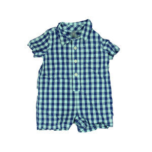 Primary.com Boys Blue | Checks Romper size: 3-6 Months